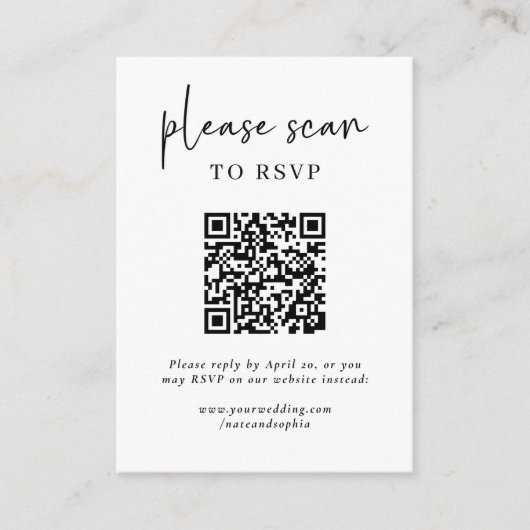 Eenvoudige moderne RSVP met QR-code Informatiekaartje (Voorkant)