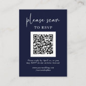 Eenvoudige moderne RSVP met QR-code | Navy Blue Informatiekaartje (Voorkant)