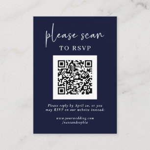 Eenvoudige moderne RSVP met QR-code   Navy Blue Informatiekaartje
