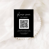 Eenvoudige moderne RSVP met QR-code | Zwart Informatiekaartje