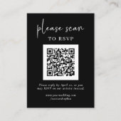 Eenvoudige moderne RSVP met QR-code | Zwart Informatiekaartje (Voorkant)