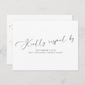 Eenvoudige moderne RSVP met zwarte en witte kallig Uitnodiging Briefkaart (Voorkant / Achterkant)