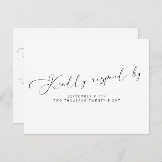 Eenvoudige moderne RSVP met zwarte en witte kallig Uitnodiging Briefkaart (Voorkant / Achterkant)