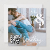 Eenvoudige moderne RSVP QR-code foto bruiloft Kaart (Voorkant)