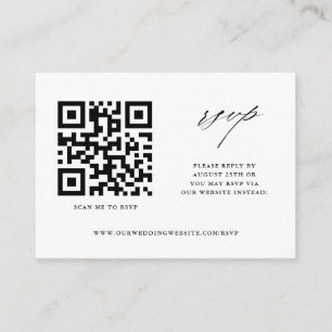 Eenvoudige moderne RSVP-website met QR-code Informatiekaartje
