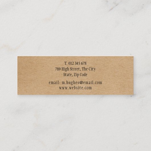 Eenvoudige, moderne Rustic Kraft Mini Visitekaartje (Achterkant)