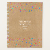 Eenvoudige moderne Rustic Kraft Rainbow Confetti Planner (Voorkant)