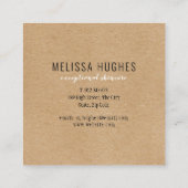 Eenvoudige, moderne Rustic Kraft Vierkante Visitekaartje (Achterkant)