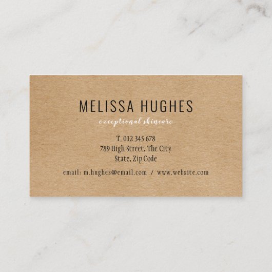 Eenvoudige, moderne Rustic Kraft Visitekaartje (Achterkant)