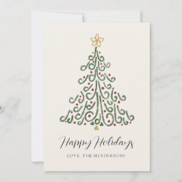 Eenvoudige Moderne Rustieke Kerstboom Feestdagenkaart