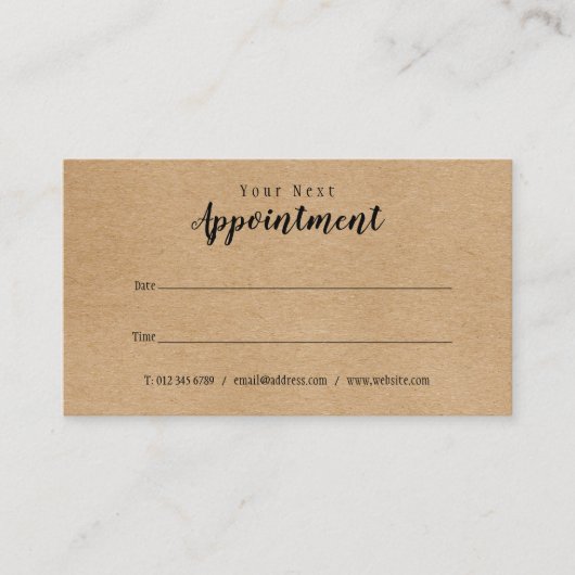 Eenvoudige Moderne Rustieke Kraft Afspraakkaart Visitekaartje (Voorkant)