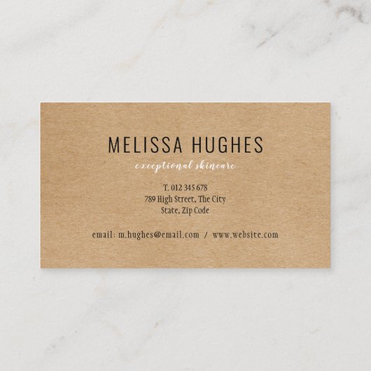 Eenvoudige Moderne Rustieke Kraft Afspraakkaart Visitekaartje (Achterkant)