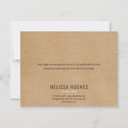 Eenvoudige Moderne Rustieke Kraft Bedankkaart voor (Achterkant)