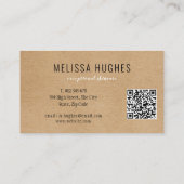 Eenvoudige Moderne Rustieke Kraft QR Code Visitekaartje (Achterkant)
