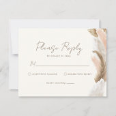 Eenvoudige Moderne Rustieke Pampas Gras Bruiloft RSVP Kaartje (Voorkant)