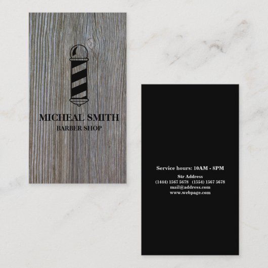 Eenvoudige, moderne Rustige houten hendel Visitekaartje (Voorkant / Achterkant)