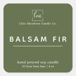 Eenvoudige moderne Sage Green Logo-kaars Vierkante Sticker