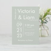 Eenvoudige moderne Sage Green Name Wedding Invitat Feestdagenkaart (Staand voorkant)