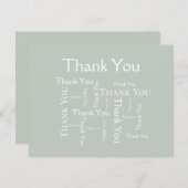 Eenvoudige moderne Sage Green Typografie Hartelijk Bedankkaart (Voorkant / Achterkant)