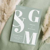 Eenvoudige Moderne Sage Groene Bruiloft Kaart