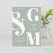 Eenvoudige Moderne Sage Groene Bruiloft Kaart (Staand voorkant)