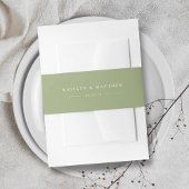 Eenvoudige Moderne Sage Groene Bruiloft Uitnodigingen Wikkel