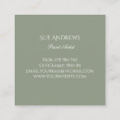 Eenvoudige moderne salie groen gepersonaliseerde k vierkante visitekaartje (Achterkant)