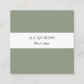 Eenvoudige moderne salie groen gepersonaliseerde k vierkante visitekaartje (Voorkant)