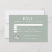 Eenvoudige Moderne Saliegroene Bruiloft RSVP Kaartje (Voorkant)