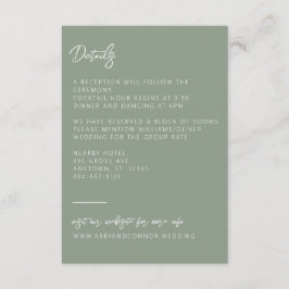 Eenvoudige Moderne Saliegroene Calligrafie Informatiekaartje