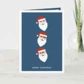 Eenvoudige moderne Santa Graphic Blue Christmas Fo Feestdagen Kaart (Voorkant)