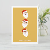 Eenvoudige Moderne Santa Graphic Gouden Kerstfoto Feestdagenkaart (Staand voorkant)
