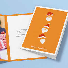 Eenvoudige moderne Santa Graphic Sinaasappel Kerst Feestdagen Kaart