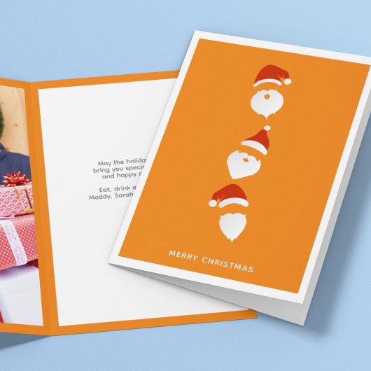 Eenvoudige moderne Santa Graphic Sinaasappel Kerst Feestdagen Kaart