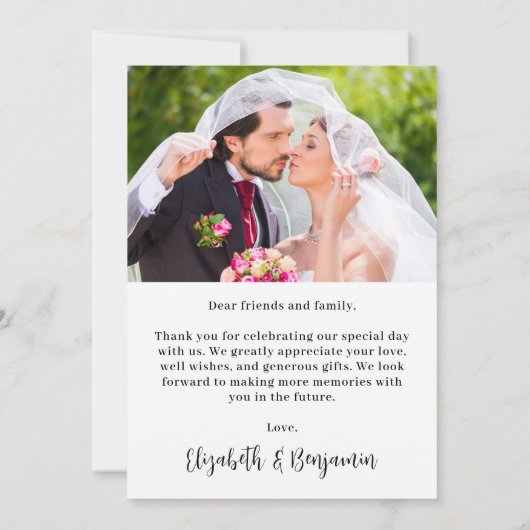 Eenvoudige moderne Schattigee chique foto bruiloft Bedankkaart (Achterkant)