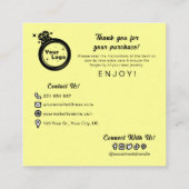 Eenvoudige moderne Schattigee pastel geel sieraden Informatiekaartje (Achterkant)