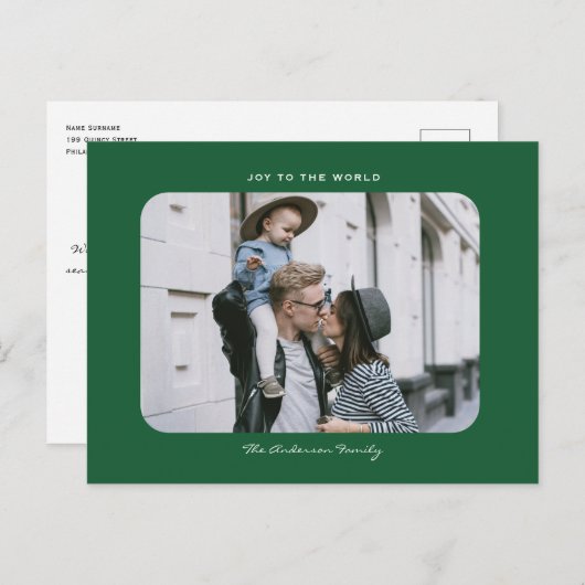 Eenvoudige, moderne, schone kerstfoto Po Briefkaart (Voorkant / Achterkant)