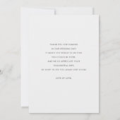 Eenvoudige moderne script foto bruiloft gast bedankkaart (Achterkant)