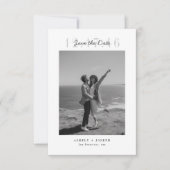 Eenvoudige moderne script foto trouwkaart save the date (Voorkant)