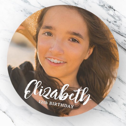 Eenvoudige moderne script geboortegroet ronde sticker