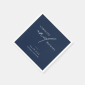 Eenvoudige moderne Script Names Navy Blue Wedding Servet (Hoek)