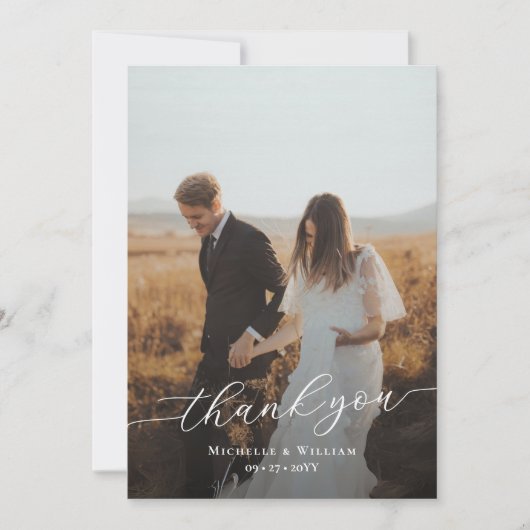 Eenvoudige moderne script overlay foto bedankkaart (Voorkant)