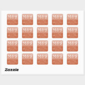 Eenvoudige Moderne Script Terracotta Trouwgunsten Vierkante Sticker (Vel)