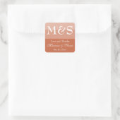 Eenvoudige Moderne Script Terracotta Trouwgunsten Vierkante Sticker (Tas)