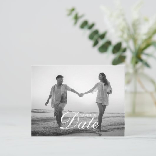 Eenvoudige moderne scriptbedekking foto aankondigingskaart (Staand voorkant)