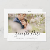 Eenvoudige moderne scriptfoto aankondigingskaart (Voorkant / Achterkant)