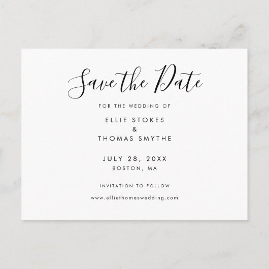 Eenvoudige moderne scriptfoto aankondigingskaart (Achterkant)