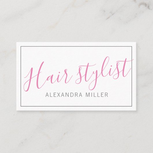 Eenvoudige moderne scripthaarstylist visitekaartje (Voorkant)