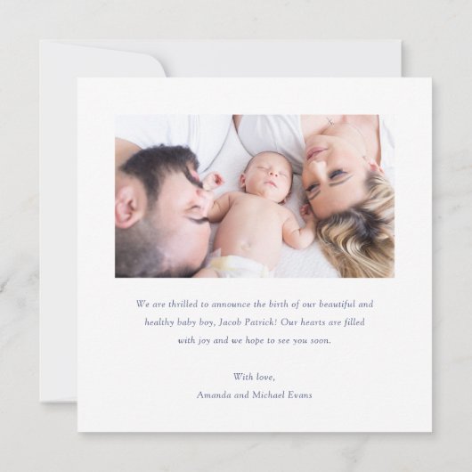 Eenvoudige moderne scriptjongen of bevallen meisje aankondiging (Achterkant)