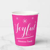 Eenvoudige moderne scriptnaam Chic Hot Pink Joyful Papieren Bekers (Achterkant)